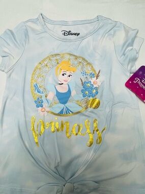 Disney Light Blue Cinderella Graphic Tee with Gold Script